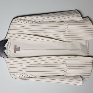 Cream and black pinstripe open blazer longer length H&M size 4 NWOT